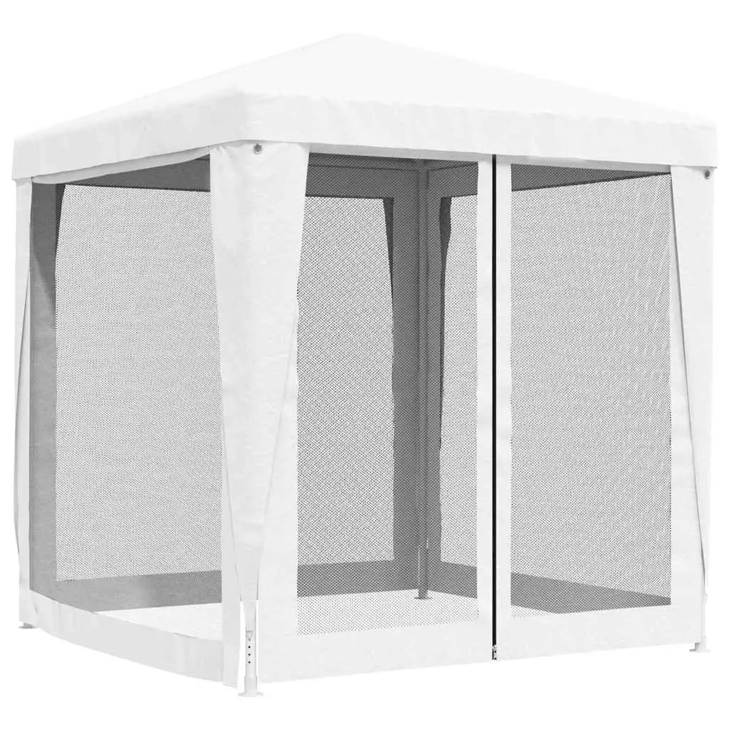 Party Tent Iron Frame 2x2m White Mesh Sidewalls
