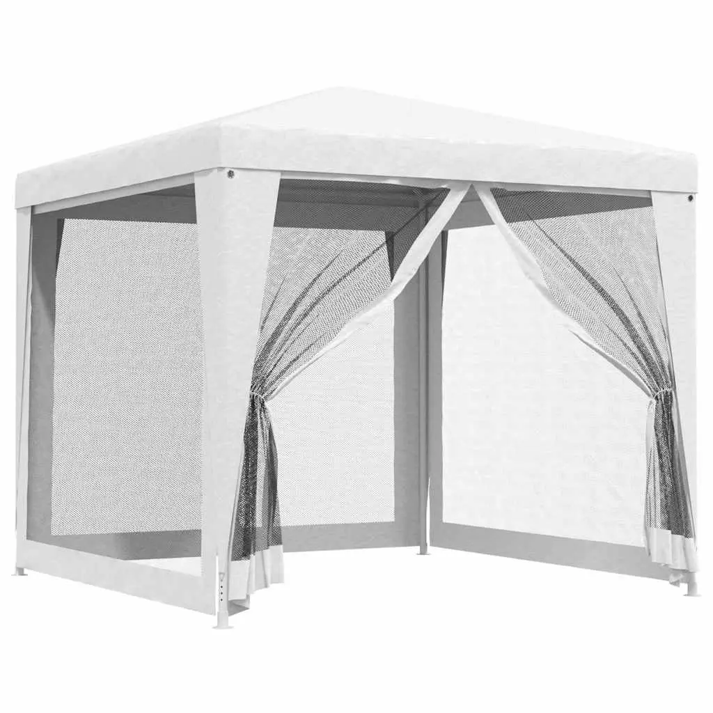 Party Tent Iron 2.5x2.5m Outdoor Gazebo White with Mesh Sidewalls
