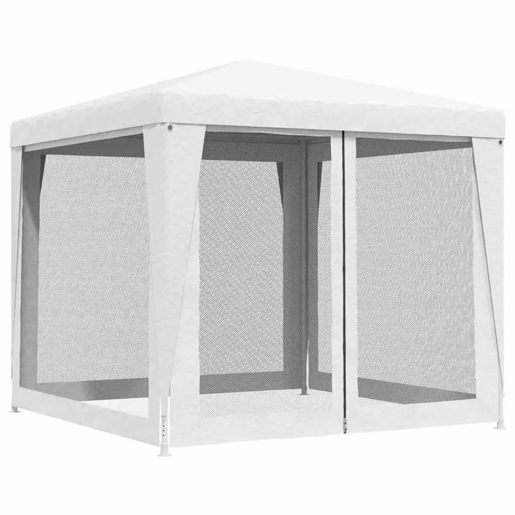 Party Tent Iron 2.5x2.5m Outdoor Gazebo White with Mesh Sidewalls
