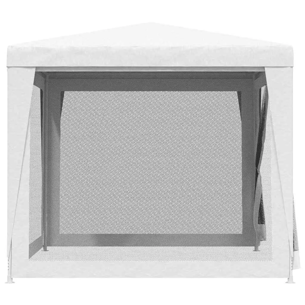 Party Tent Iron 2.5x2.5m Outdoor Gazebo White with Mesh Sidewalls