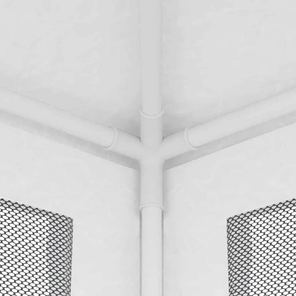 Party Tent Iron 2.5x2.5m Outdoor Gazebo White with Mesh Sidewalls