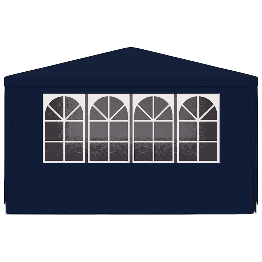Party Tent Outdoor Blue 4x4m with Zippered Door and Decorative Windows Side Walls Polyethylene Fabric Steel Frame