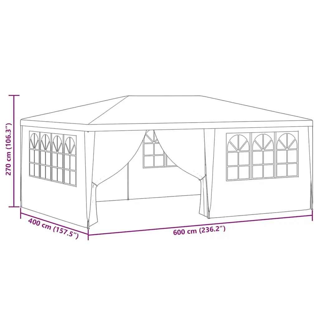 Party Tent Polyethylene 4x6m Blue with Side Walls and Panels