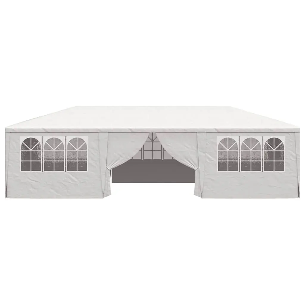 Party Tent Polyethylene 4x9m White with Side Walls Windows Door