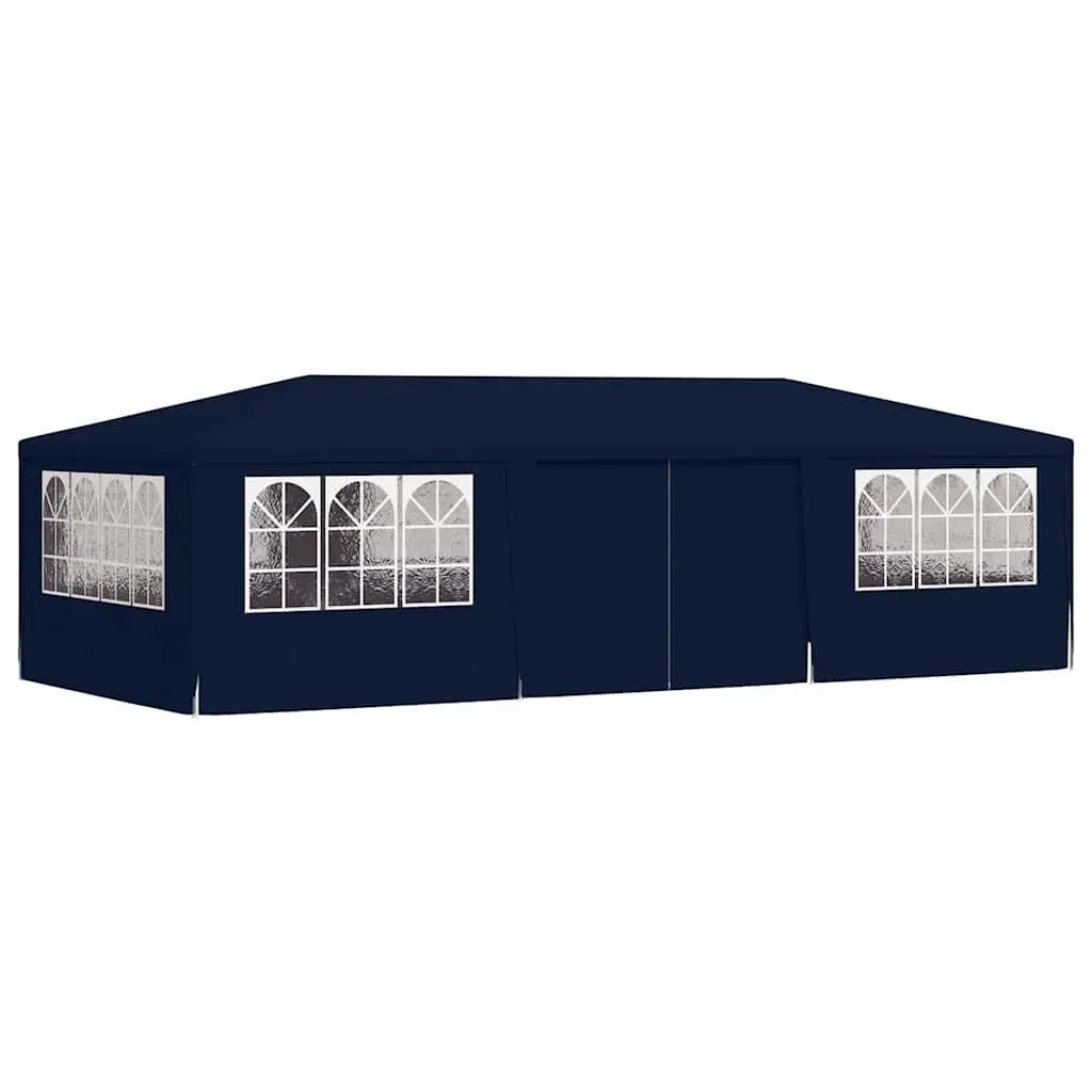 Party Tent Polyethylene 4x9m Blue with Side Walls Door Windows