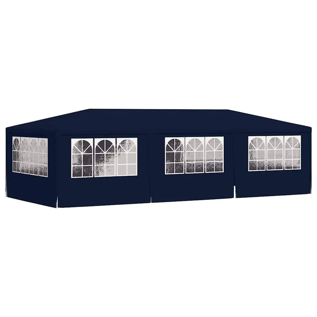 Party Tent Polyethylene 4x9m Blue with Side Walls Door Windows