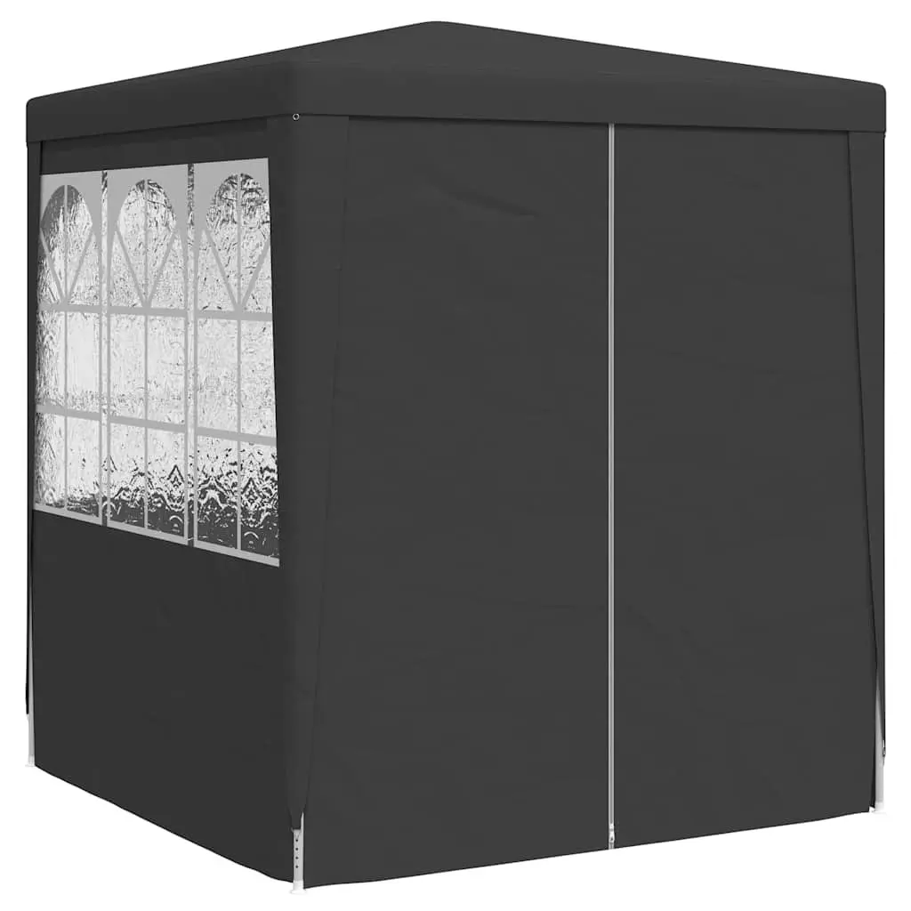 Outdoor Gazebo Canopy Party Tent Anthracite 2x2m with Side Walls Windows and Zippered Door Polyethylene and Steel Construction