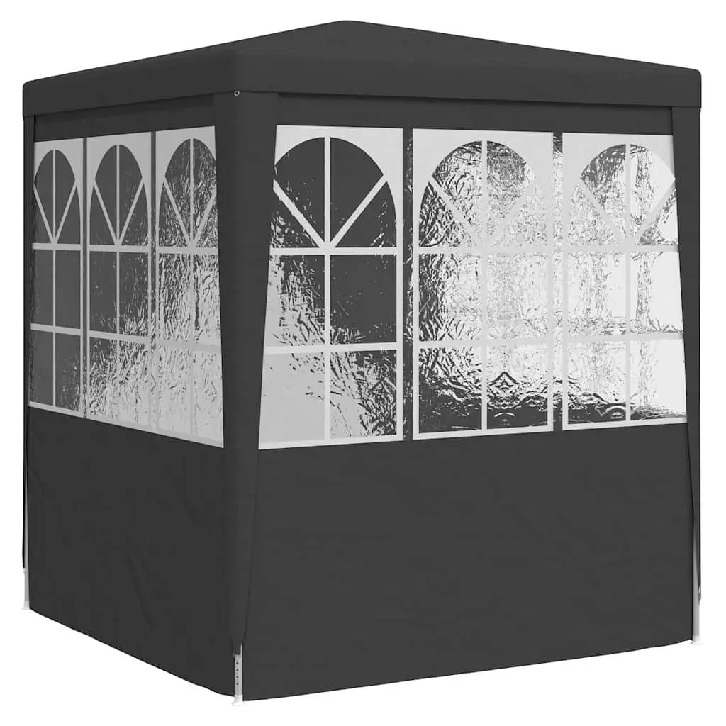 Outdoor Gazebo Canopy Party Tent Anthracite 2x2m with Side Walls Windows and Zippered Door Polyethylene and Steel Construction