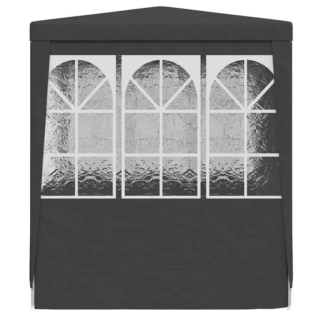 Outdoor Gazebo Canopy Party Tent Anthracite 2x2m with Side Walls Windows and Zippered Door Polyethylene and Steel Construction