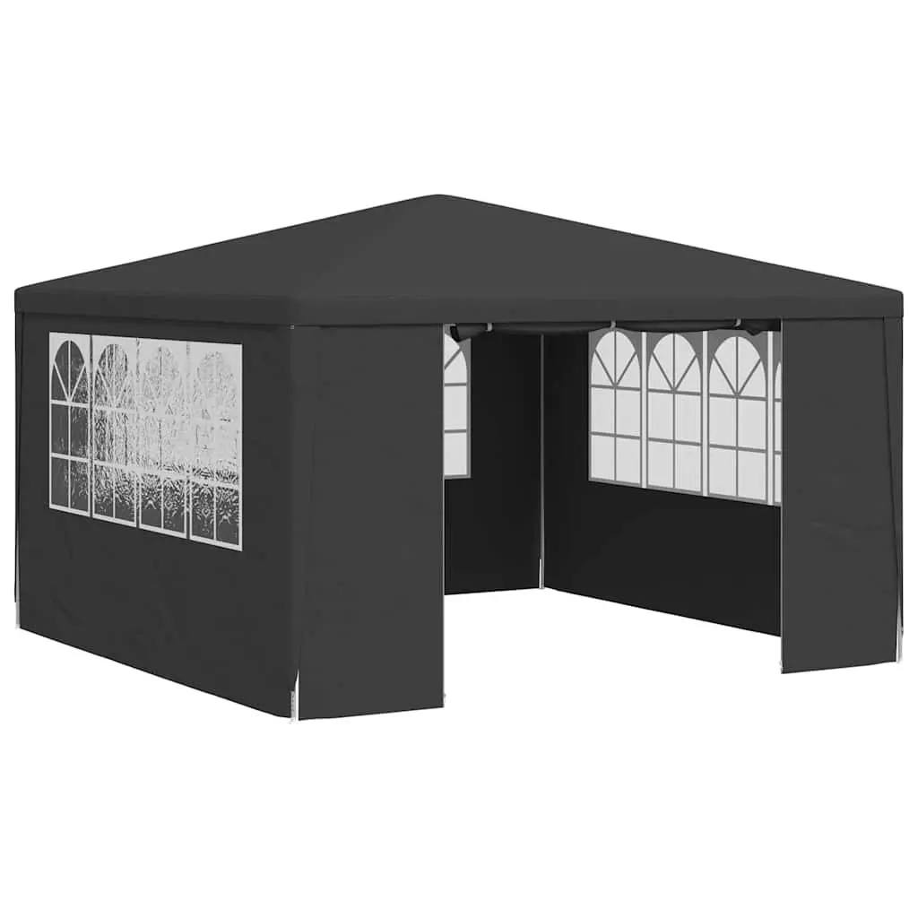 Garden Gazebo Canopy Outdoor Party Tent Anthracite 4x4m with Side Walls Polyethylene Fabric Rust Resistant Steel Frame