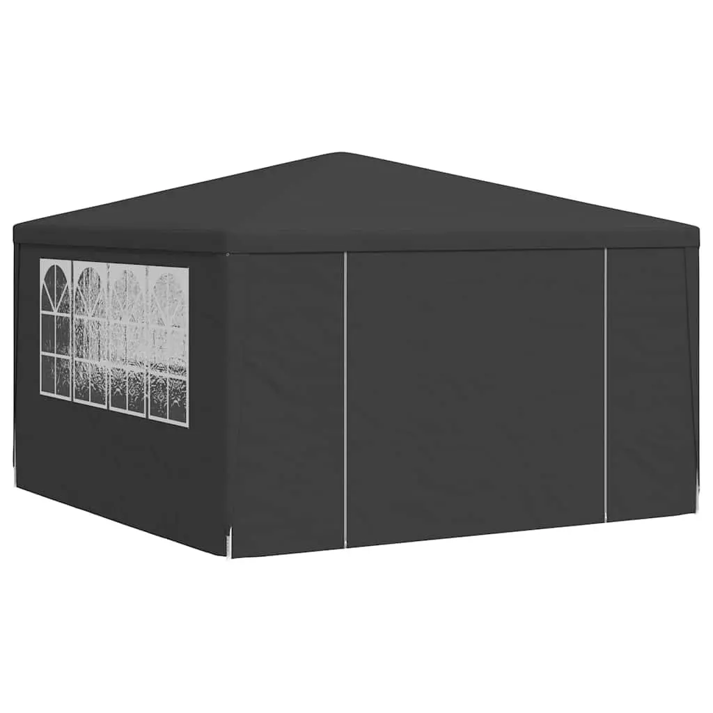 Garden Gazebo Canopy Outdoor Party Tent Anthracite 4x4m with Side Walls Polyethylene Fabric Rust Resistant Steel Frame