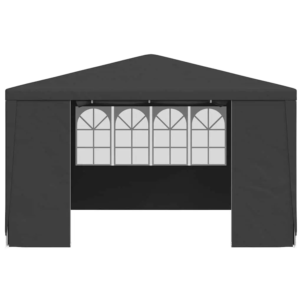 Garden Gazebo Canopy Outdoor Party Tent Anthracite 4x4m with Side Walls Polyethylene Fabric Rust Resistant Steel Frame