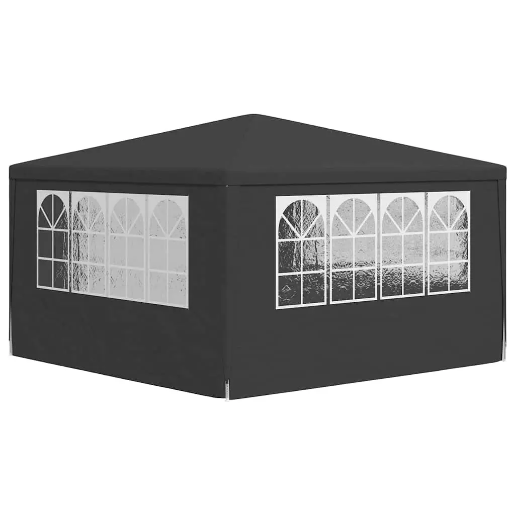 Garden Gazebo Canopy Outdoor Party Tent Anthracite 4x4m with Side Walls Polyethylene Fabric Rust Resistant Steel Frame