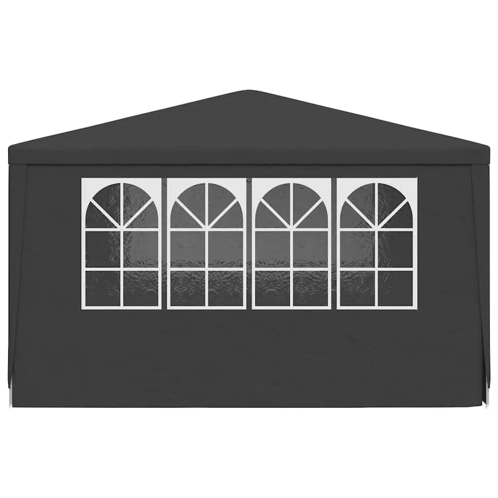 Garden Gazebo Canopy Outdoor Party Tent Anthracite 4x4m with Side Walls Polyethylene Fabric Rust Resistant Steel Frame