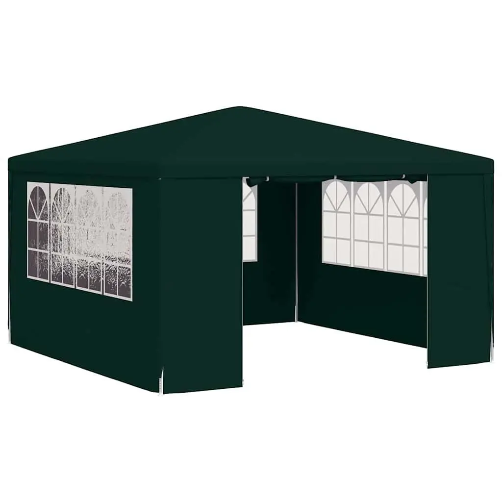 Outdoor Canopy Gazebo 4x4m Green with UV Water Resistant Polyethylene Fabric Rust Resistant Steel Frame Side Walls Windows Door Panel