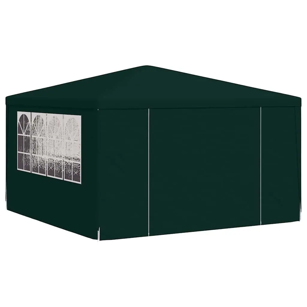 Outdoor Canopy Gazebo 4x4m Green with UV Water Resistant Polyethylene Fabric Rust Resistant Steel Frame Side Walls Windows Door Panel