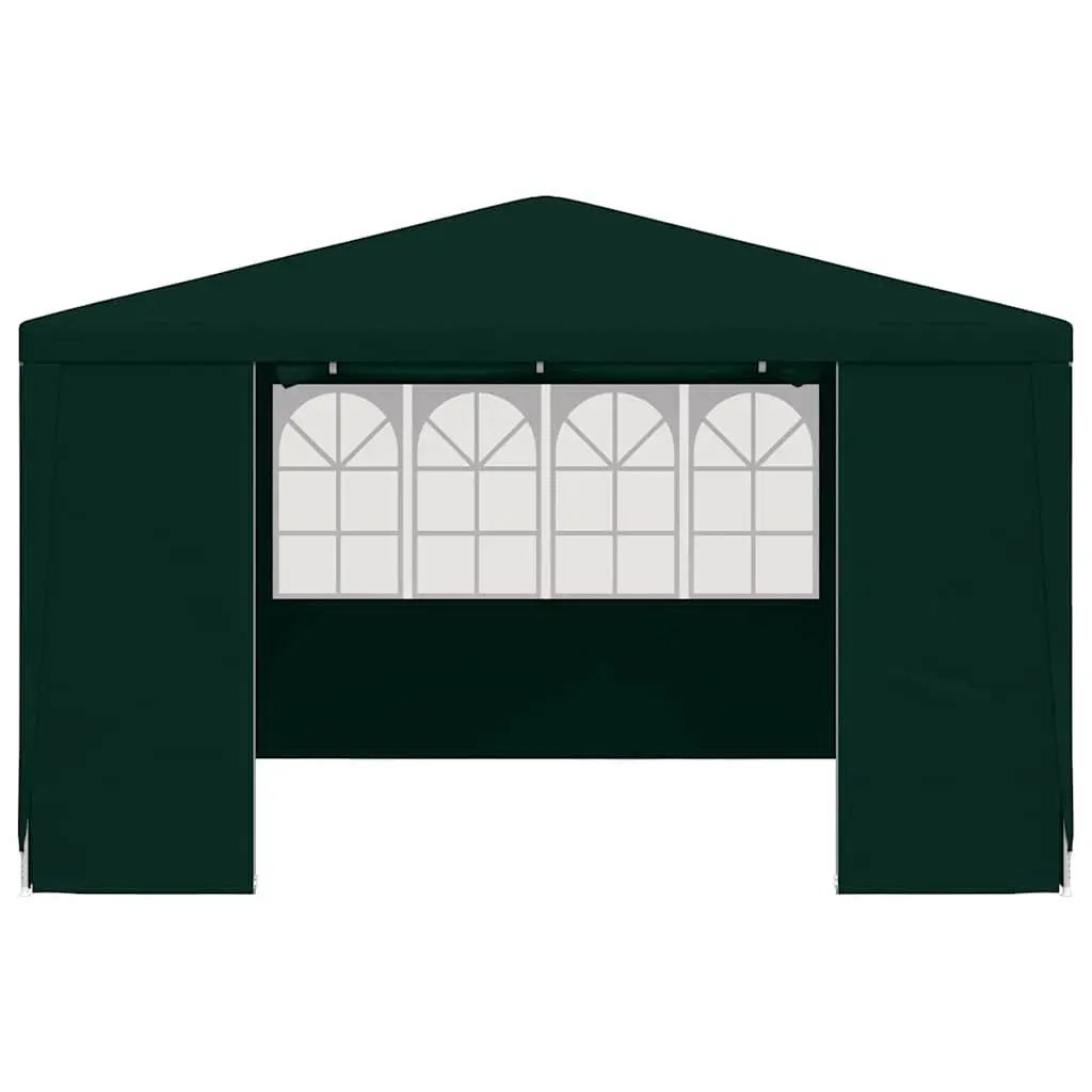 Outdoor Canopy Gazebo 4x4m Green with UV Water Resistant Polyethylene Fabric Rust Resistant Steel Frame Side Walls Windows Door Panel