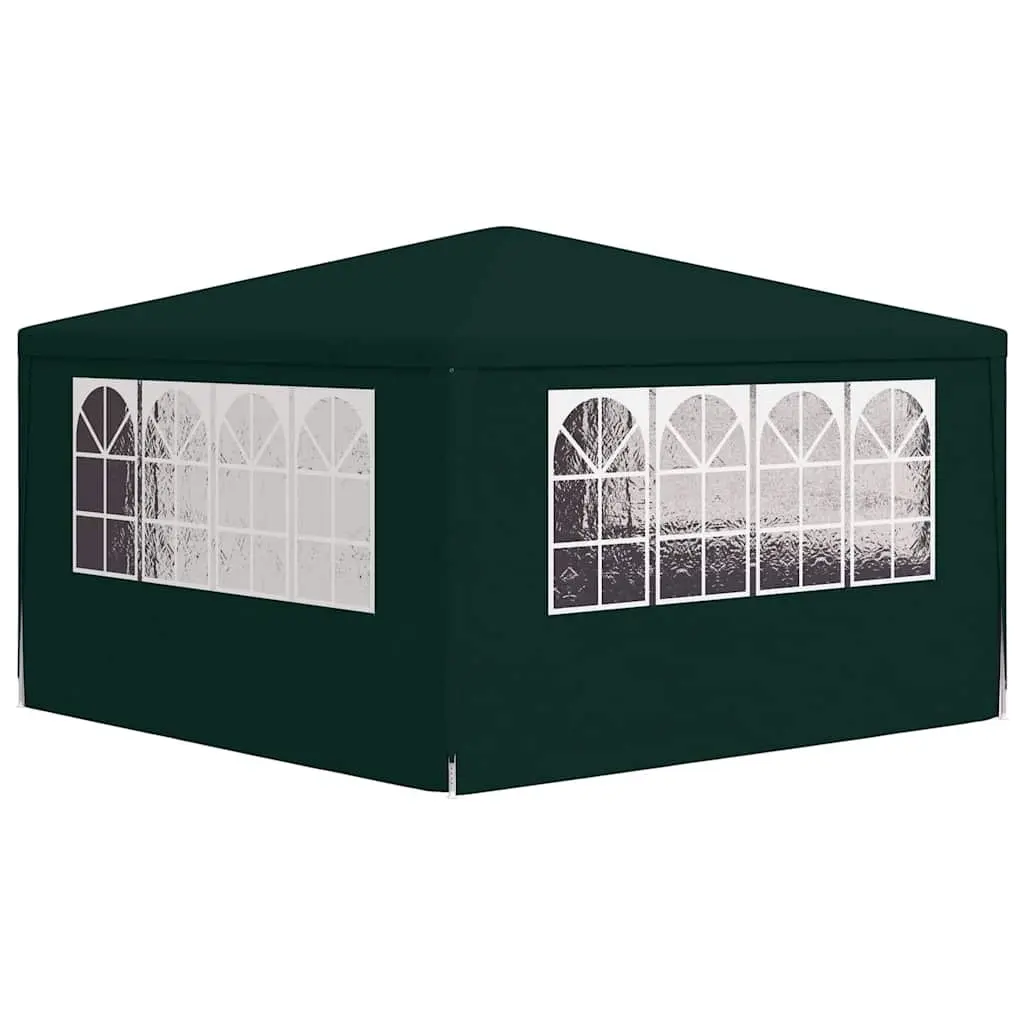 Outdoor Canopy Gazebo 4x4m Green with UV Water Resistant Polyethylene Fabric Rust Resistant Steel Frame Side Walls Windows Door Panel