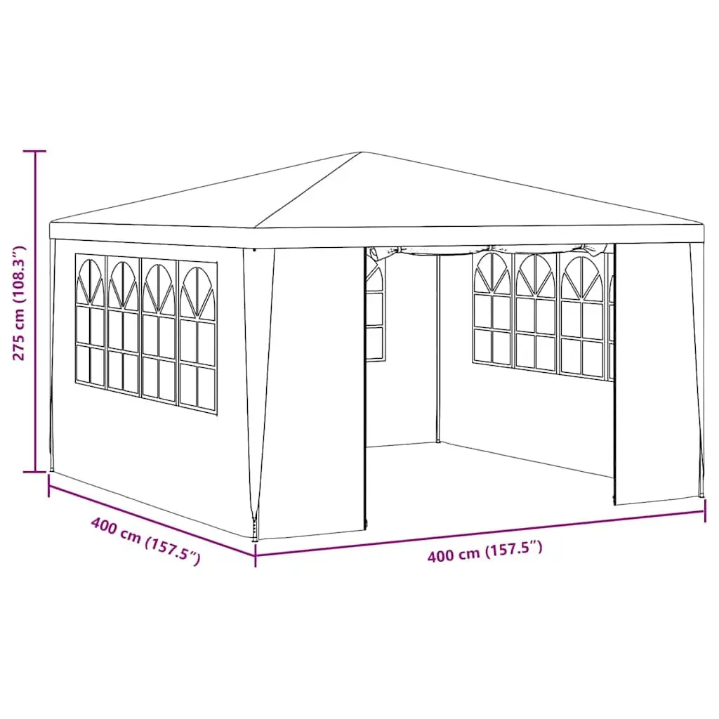 Outdoor Canopy Gazebo 4x4m Green with UV Water Resistant Polyethylene Fabric Rust Resistant Steel Frame Side Walls Windows Door Panel