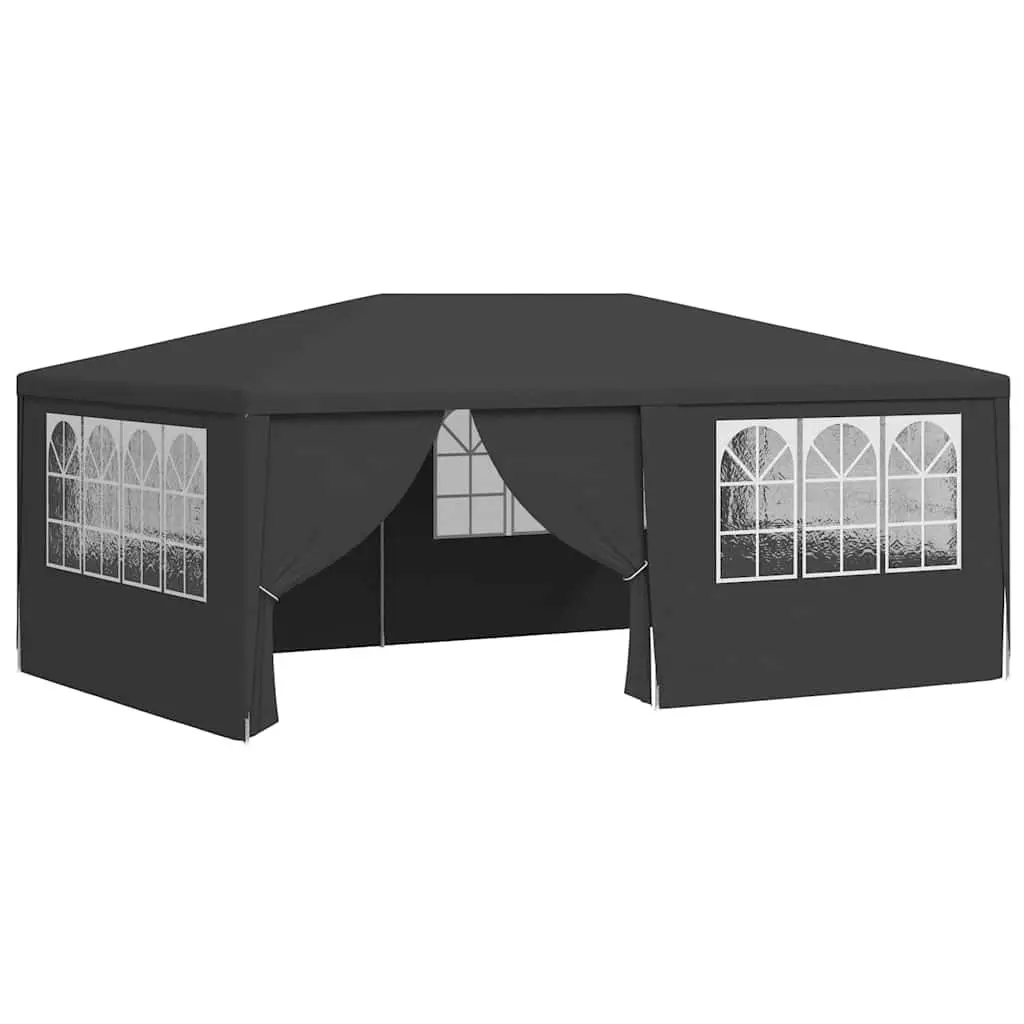 Party Tent Polyethylene 4x6 m Anthracite with Side Walls Windows Door