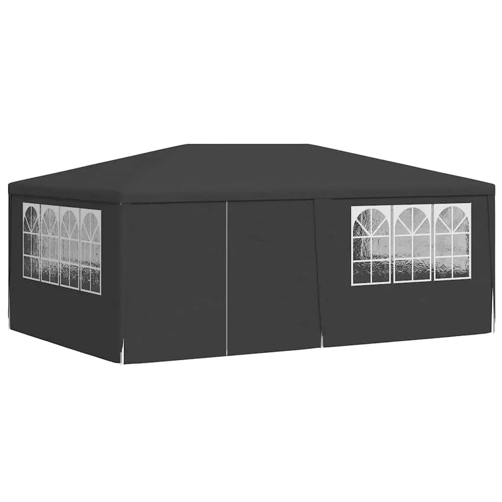 Party Tent Polyethylene 4x6 m Anthracite with Side Walls Windows Door