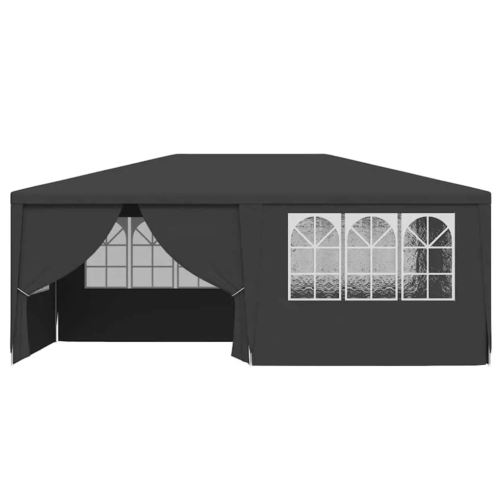Party Tent Polyethylene 4x6 m Anthracite with Side Walls Windows Door