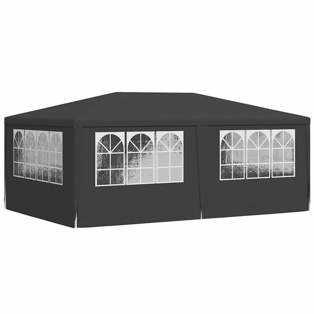 Party Tent Polyethylene 4x6 m Anthracite with Side Walls Windows Door