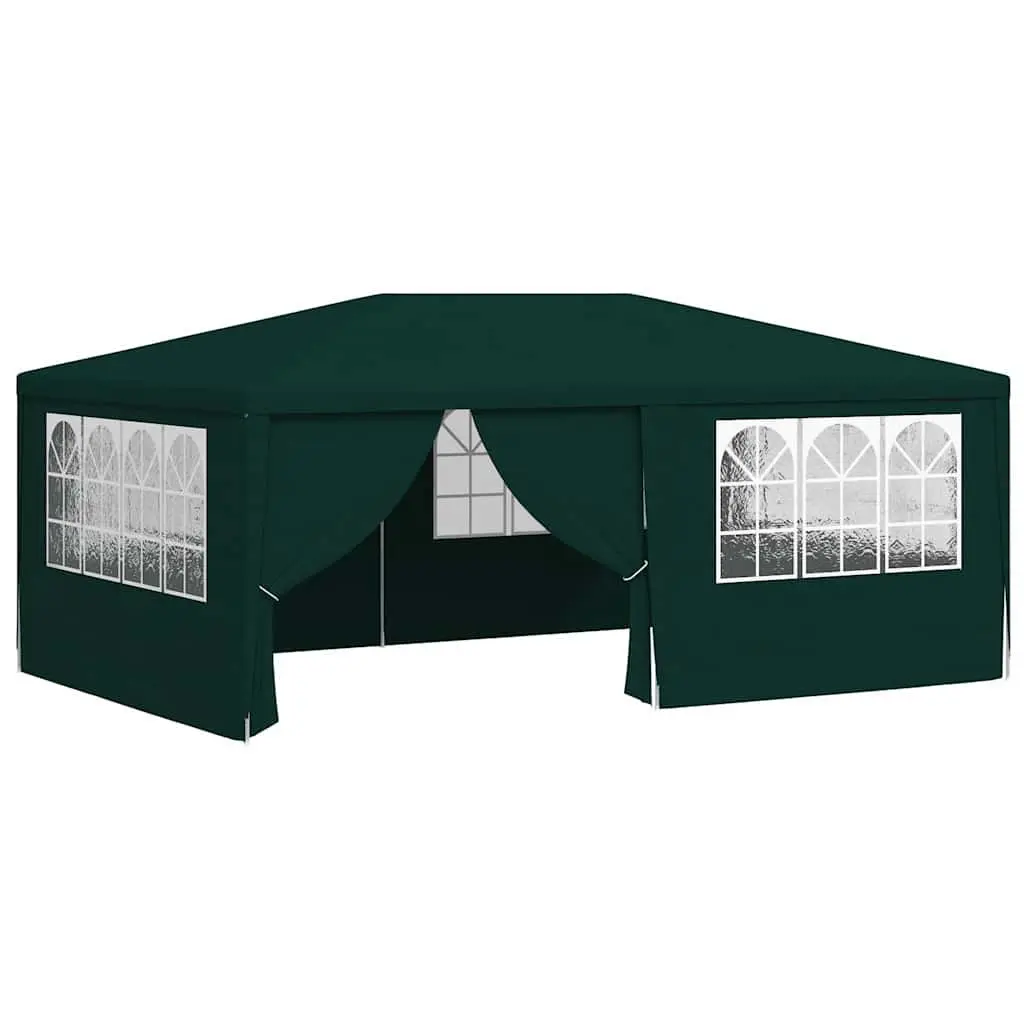 Party Tent Polyethylene 4x6m Green Outdoor Canopy Gazebo with Side Walls Windows Door Panels