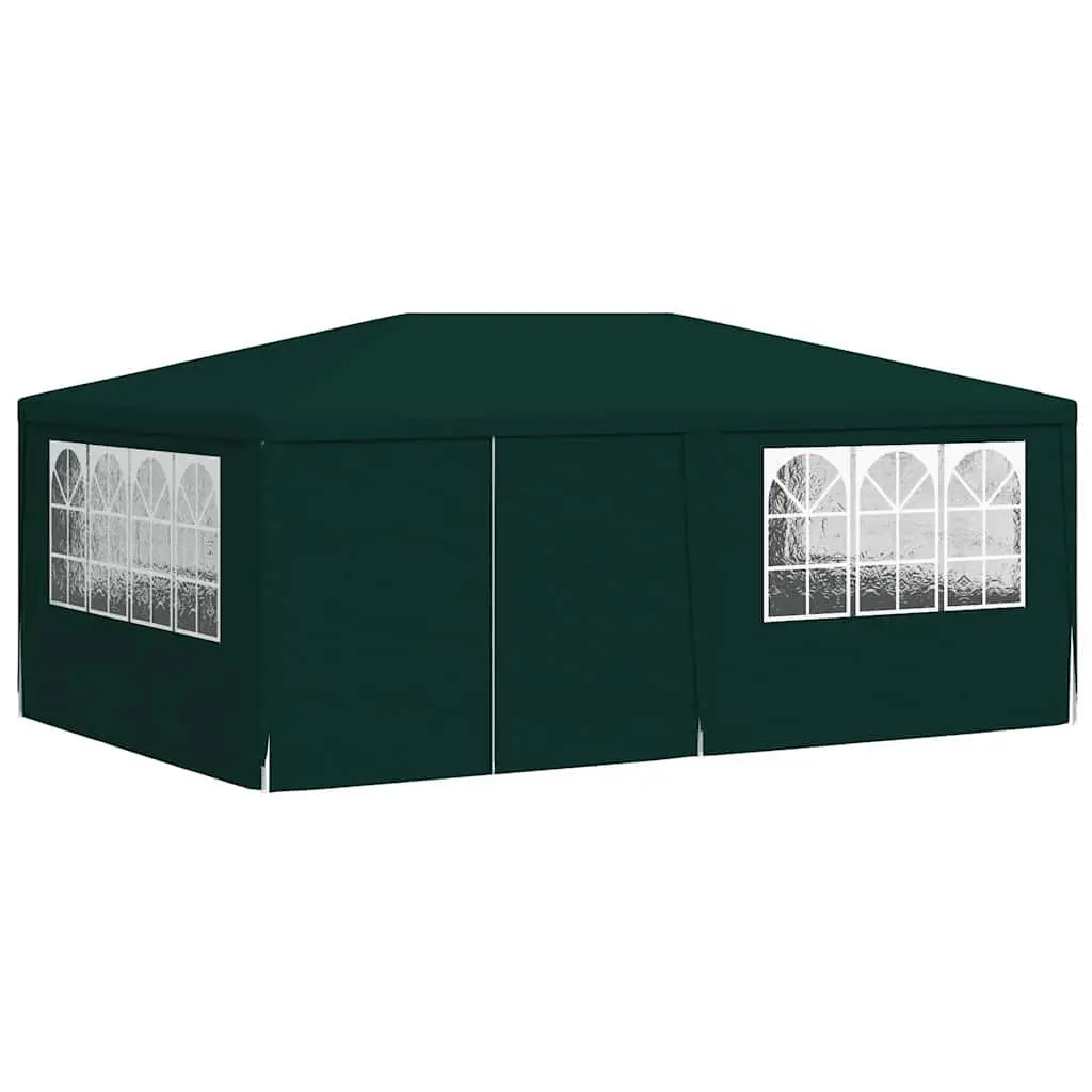 Party Tent Polyethylene 4x6m Green Outdoor Canopy Gazebo with Side Walls Windows Door Panels