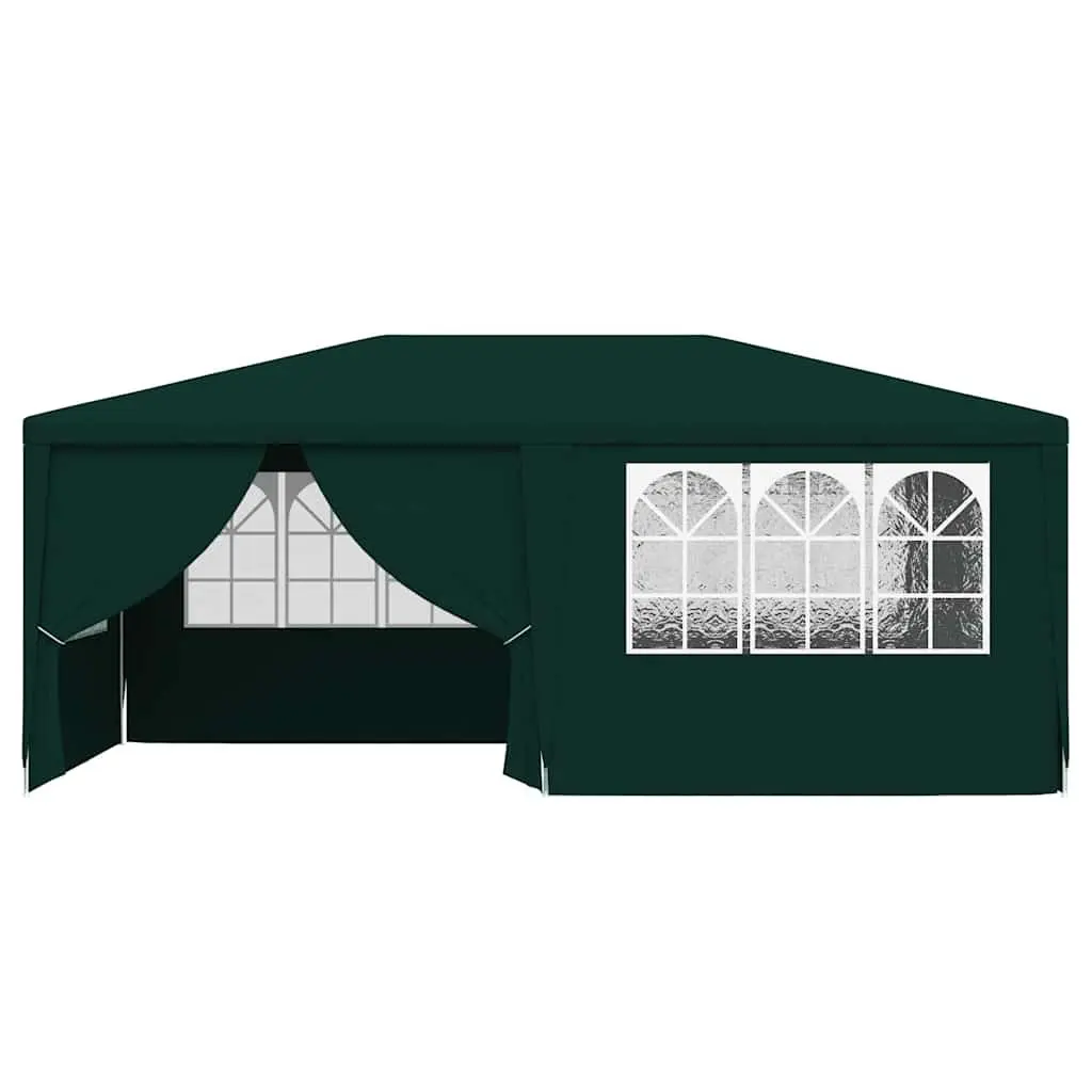 Party Tent Polyethylene 4x6m Green Outdoor Canopy Gazebo with Side Walls Windows Door Panels