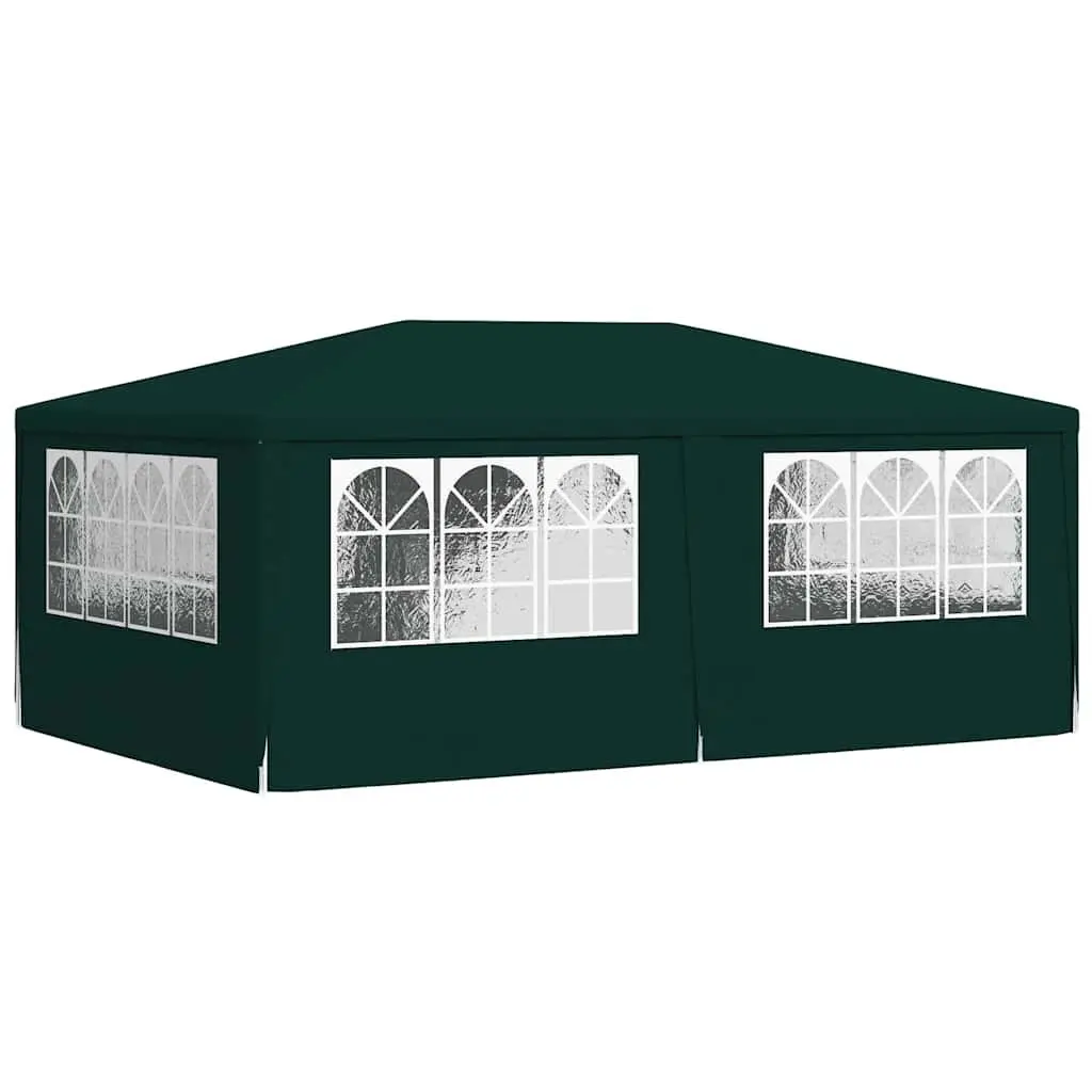 Party Tent Polyethylene 4x6m Green Outdoor Canopy Gazebo with Side Walls Windows Door Panels
