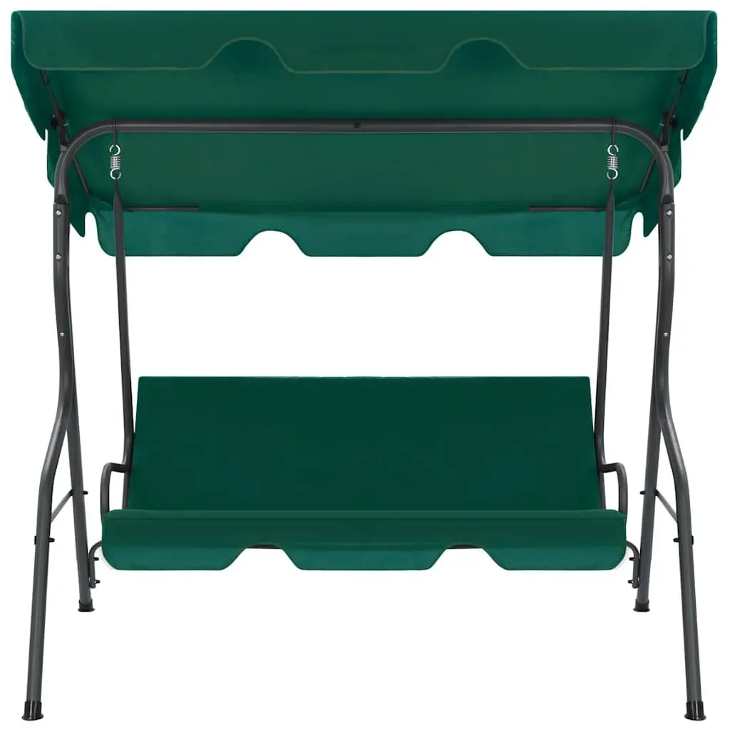 Outdoor Swing Bench with Canopy Green Powder-Coated Steel Frame Water-Resistant Polyester Fabric 170x110x153cm