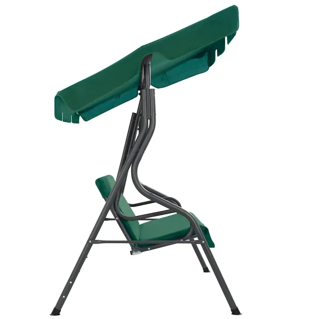 Outdoor Swing Bench with Canopy Green Powder-Coated Steel Frame Water-Resistant Polyester Fabric 170x110x153cm
