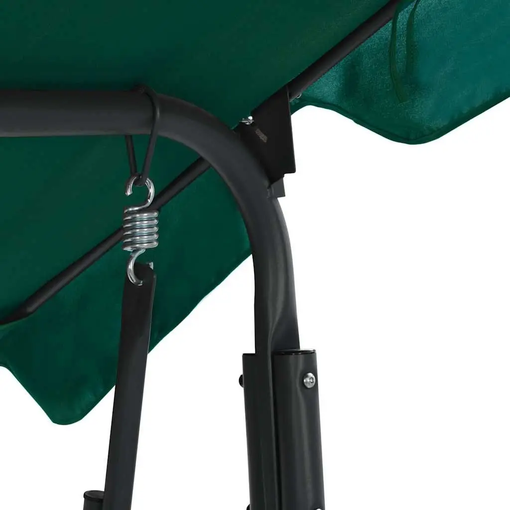 Outdoor Swing Bench with Canopy Green Powder-Coated Steel Frame Water-Resistant Polyester Fabric 170x110x153cm