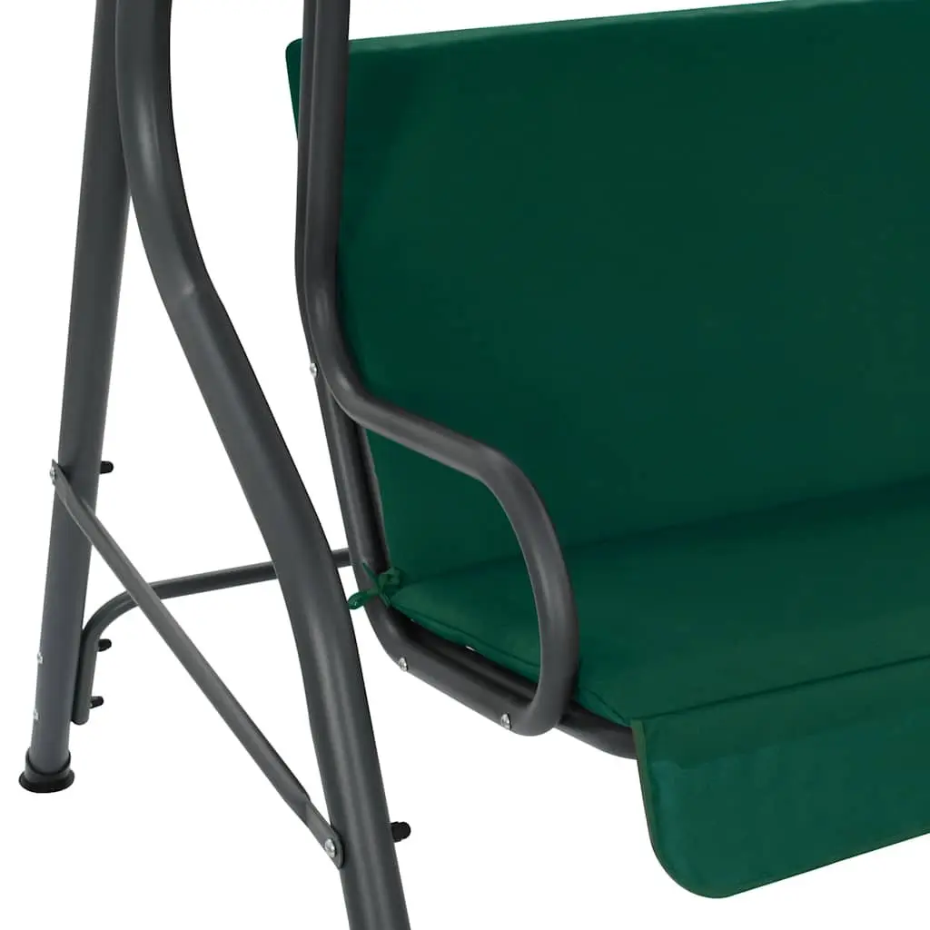 Outdoor Swing Bench with Canopy Green Powder-Coated Steel Frame Water-Resistant Polyester Fabric 170x110x153cm