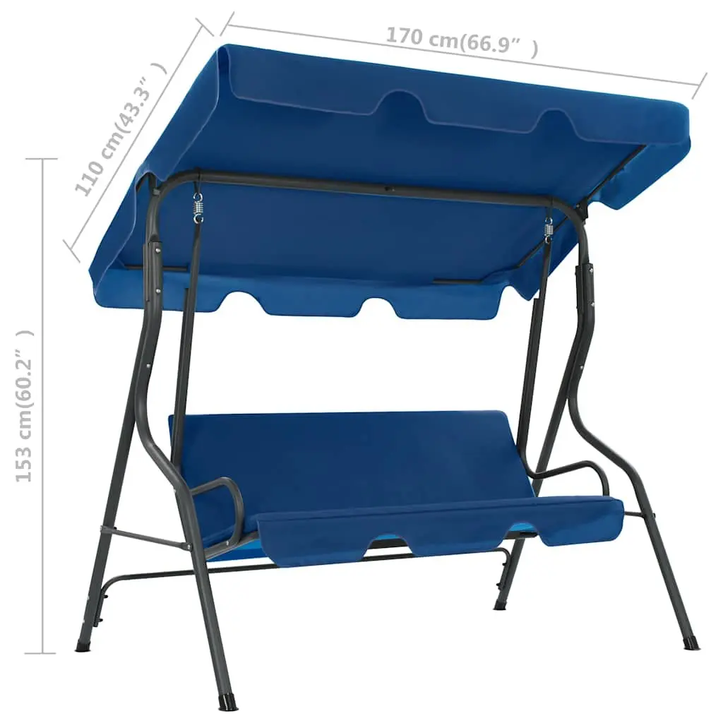Garden Swing Bench Powder-coated Steel Frame Water-resistant Polyester Fabric Blue