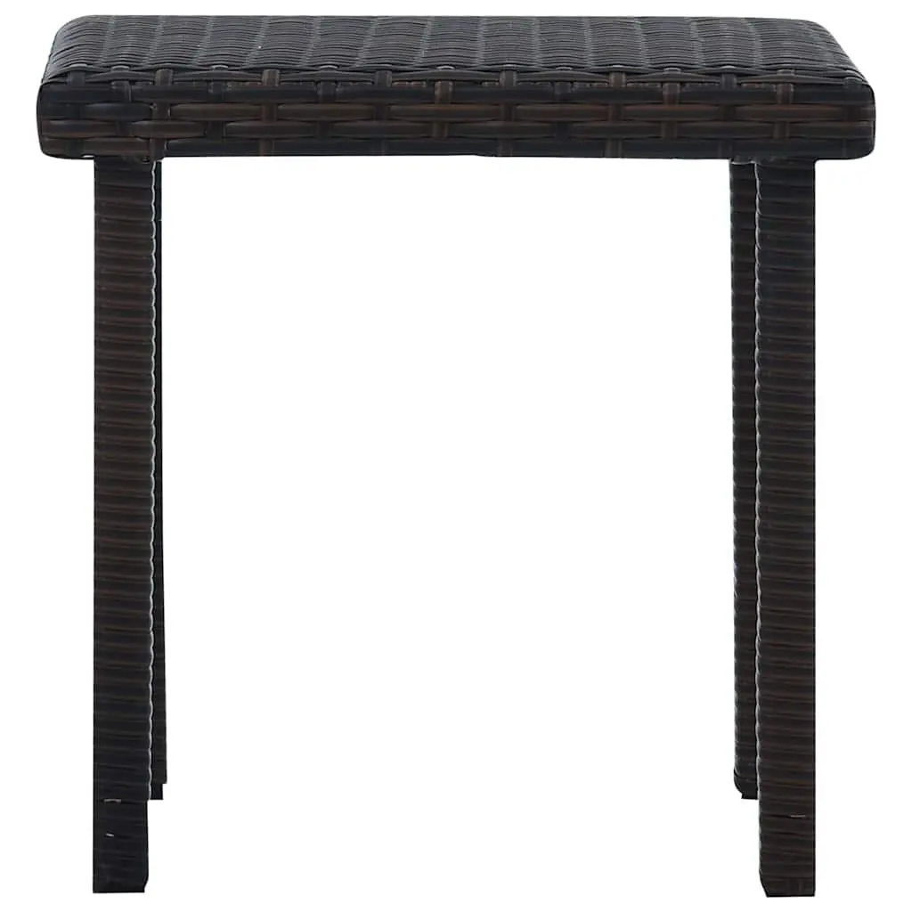 Garden Tea Table PE Rattan 40x40x40 cm Brown Powder-coated Steel
