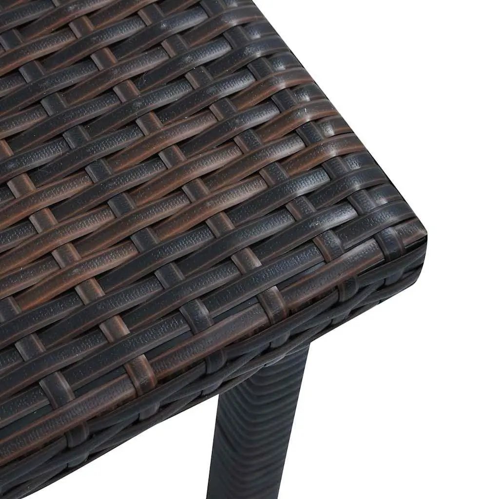 Garden Tea Table PE Rattan 40x40x40 cm Brown Powder-coated Steel