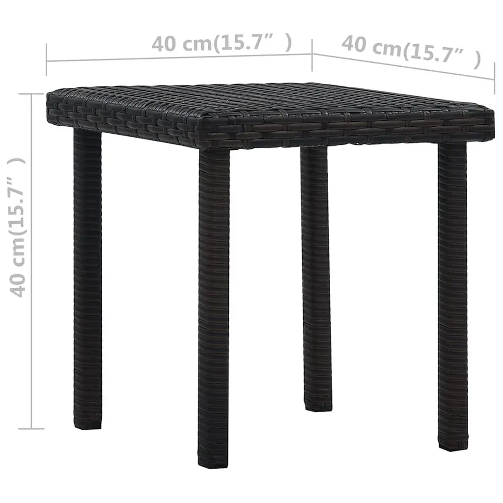 Garden Tea Table PE Rattan 40x40x40 cm Brown Powder-coated Steel
