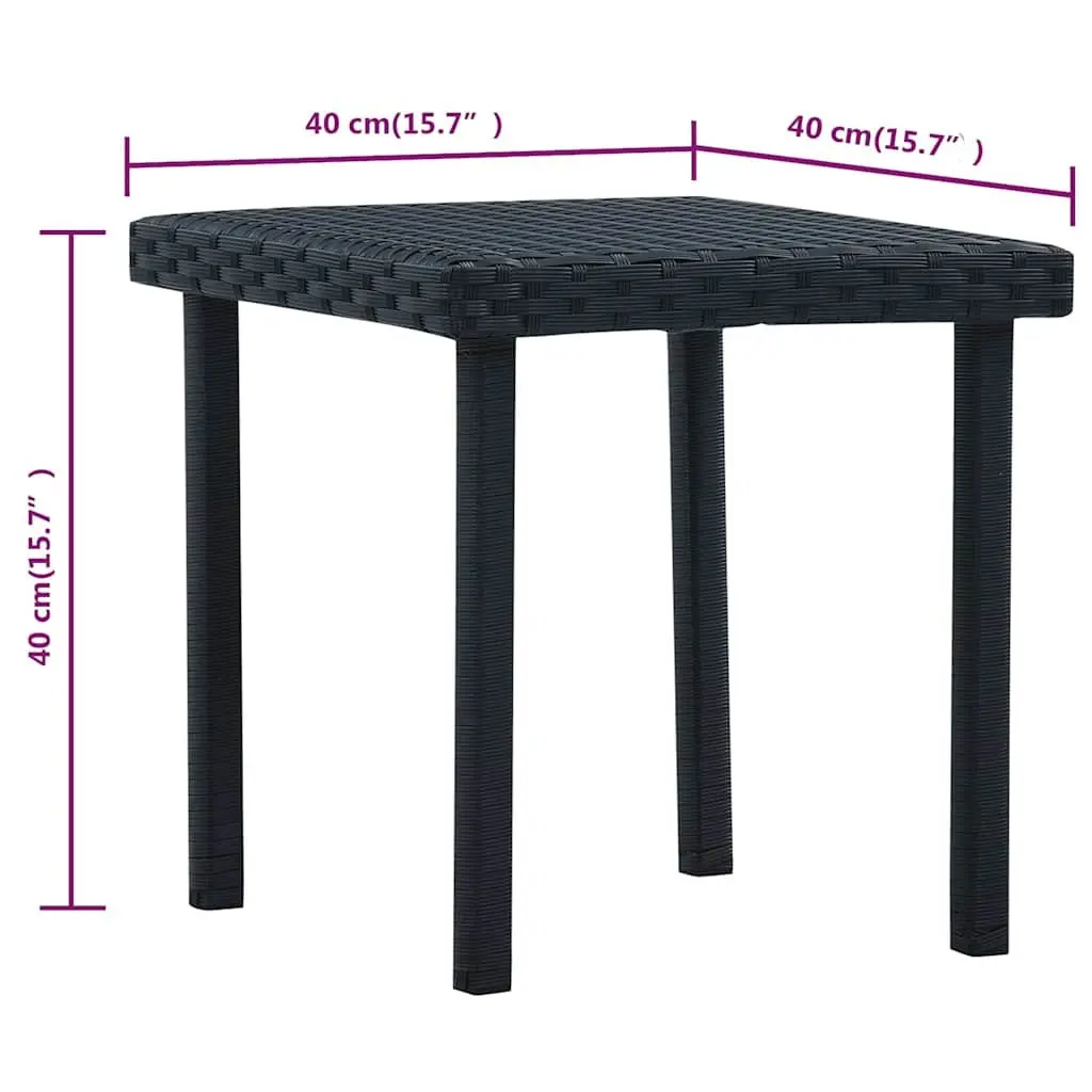 Outdoor Table Black Rattan 40x40x40cm Water Resistant Garden Furniture