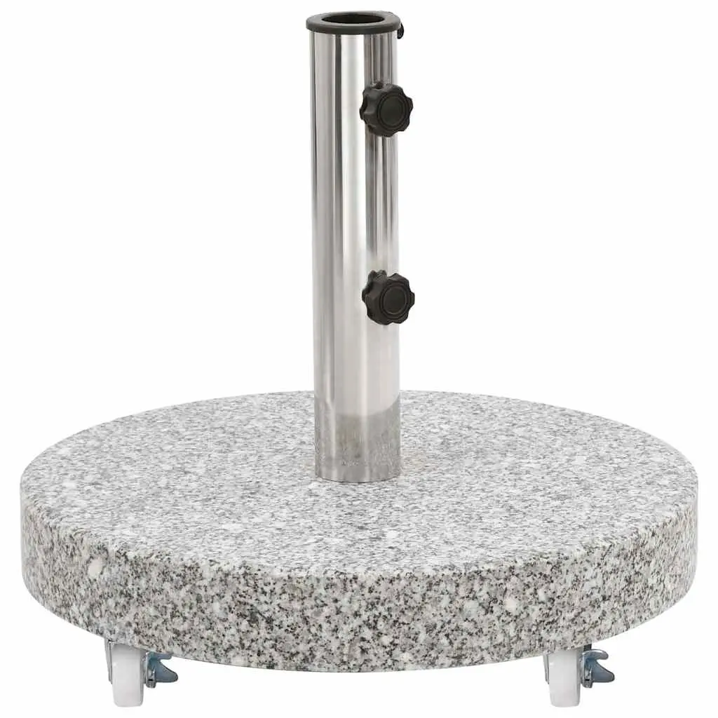 30kg Round Outdoor Umbrella Stand Grey Granite Base with Locking Bolts and Castors