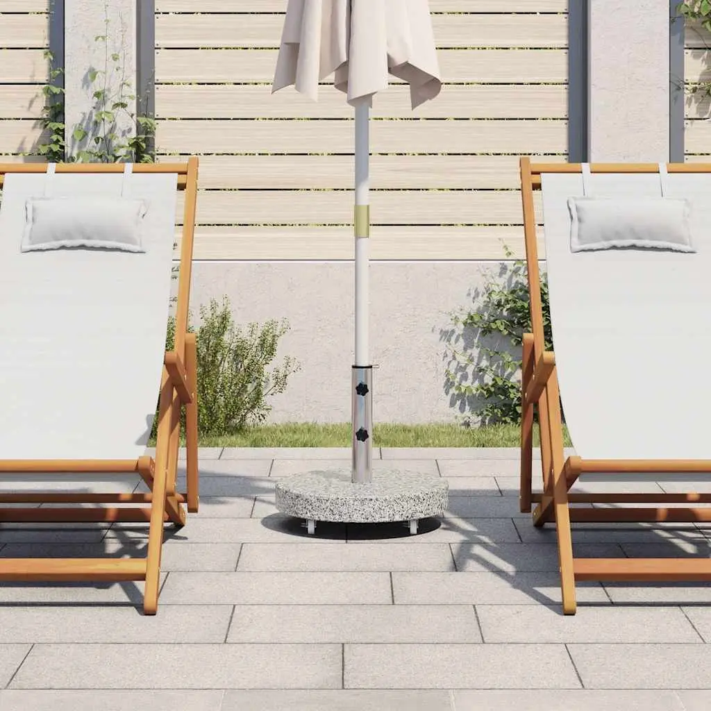 30kg Round Outdoor Umbrella Stand Grey Granite Base with Locking Bolts and Castors