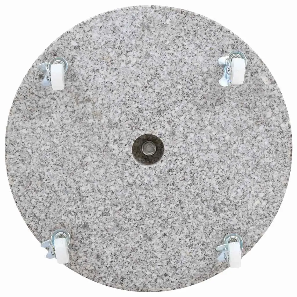 30kg Round Outdoor Umbrella Stand Grey Granite Base with Locking Bolts and Castors