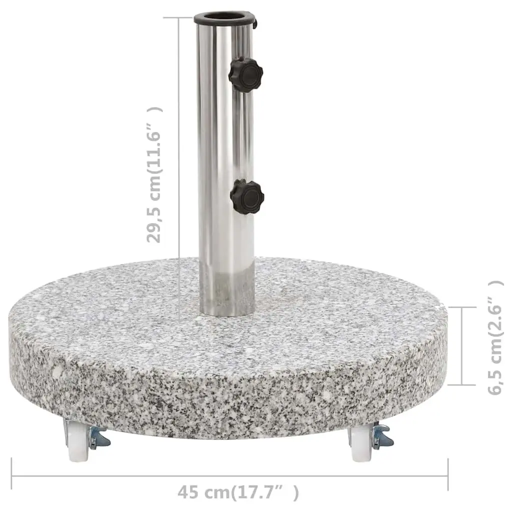 30kg Round Outdoor Umbrella Stand Grey Granite Base with Locking Bolts and Castors