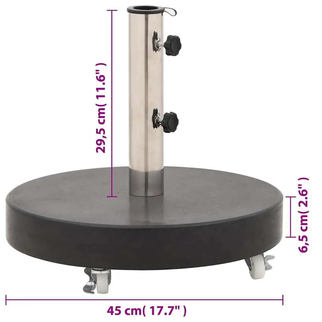 Round Granite Parasol Base 30kg Outdoor Umbrella Stand Heavy Duty Stable Black