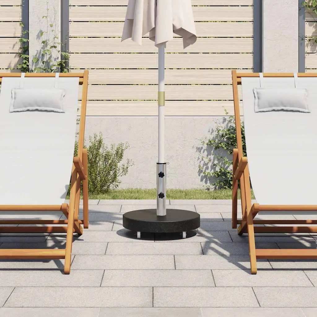 Round Granite Parasol Base 30kg Outdoor Umbrella Stand Heavy Duty Stable Black