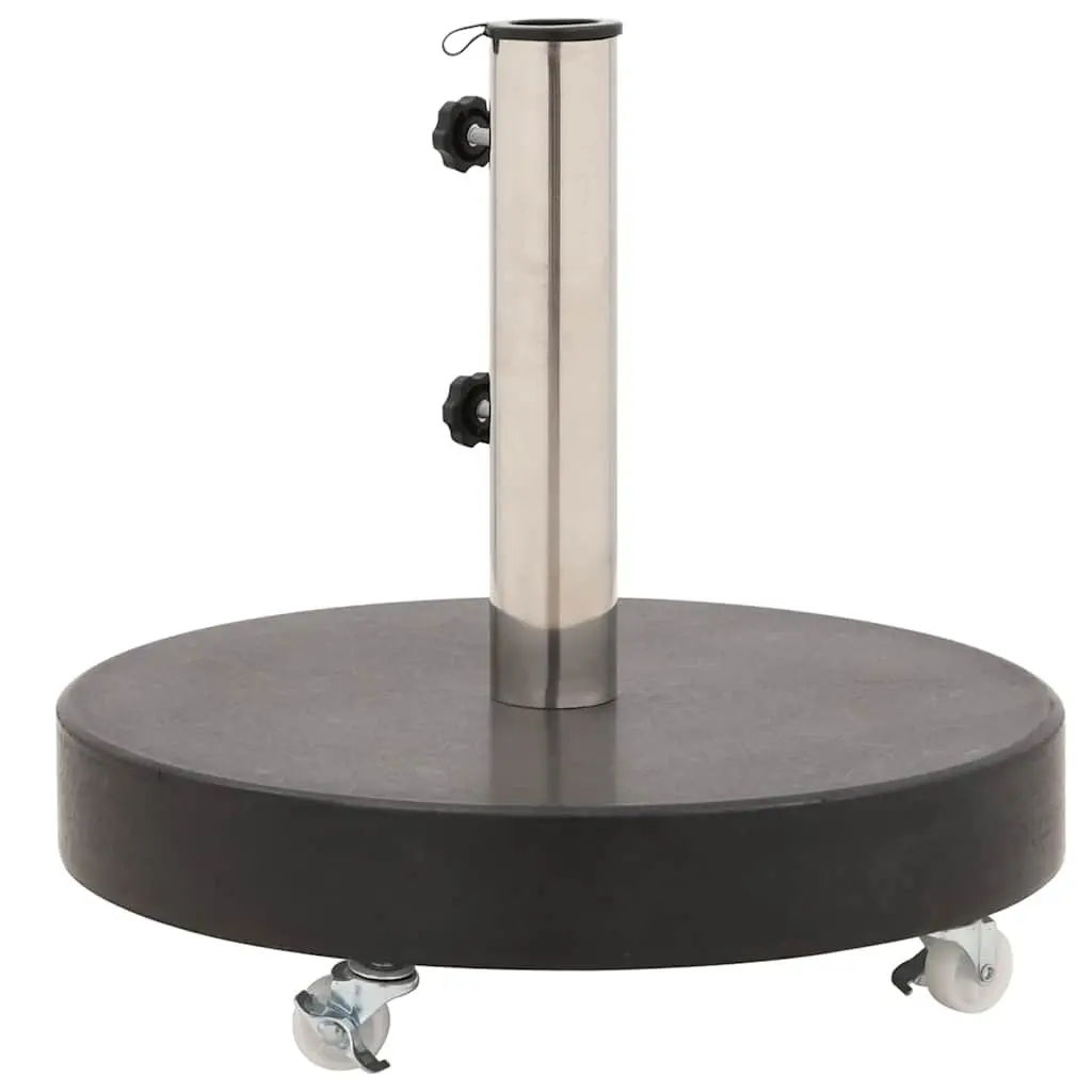 Round Granite Parasol Base 30kg Outdoor Umbrella Stand Heavy Duty Stable Black