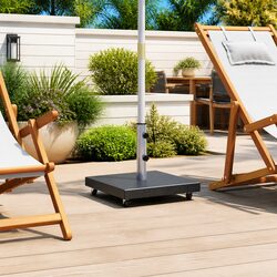 Square Granite Parasol Base 30kg Outdoor Umbrella Stand Weight Anchor Black