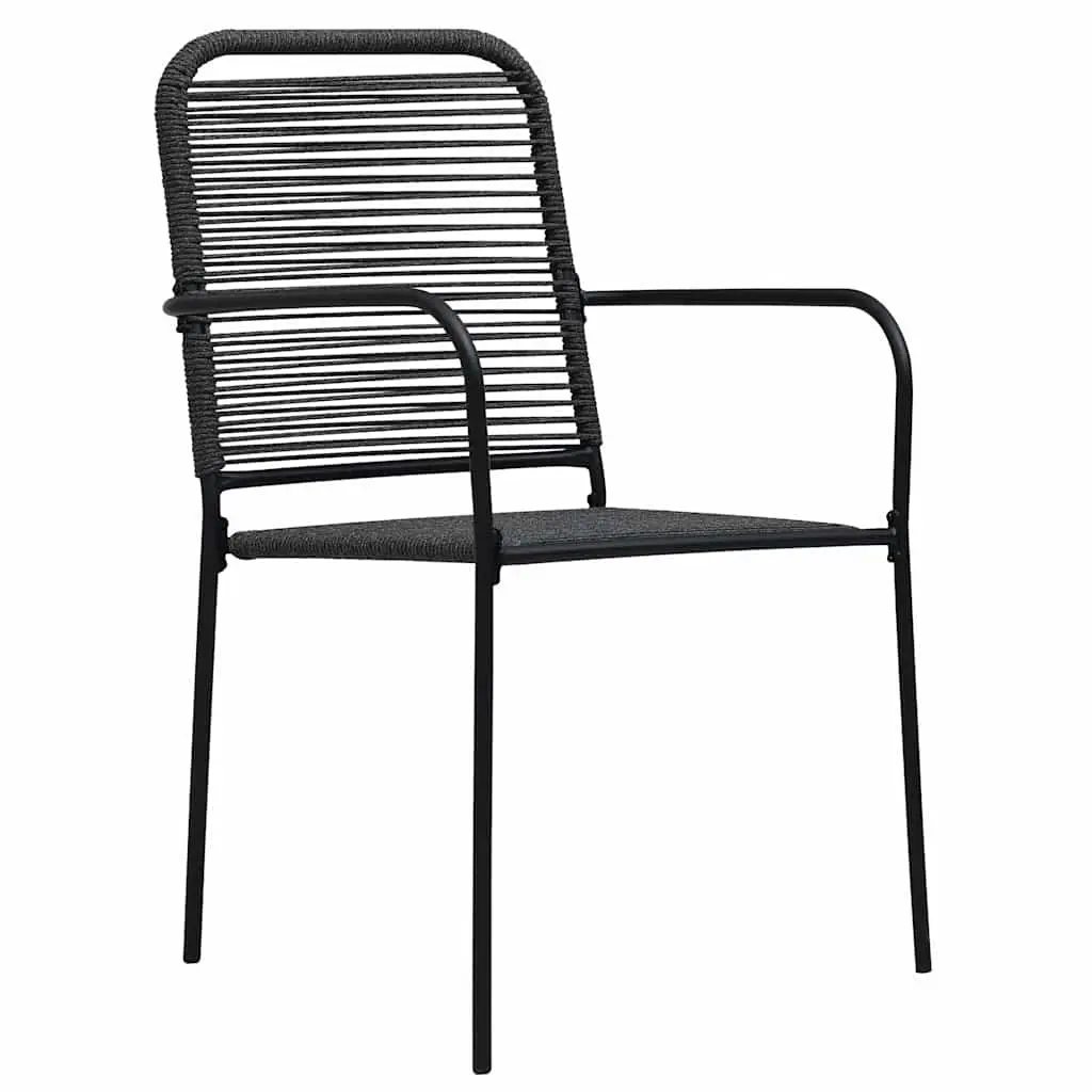 Outdoor Chairs Cotton Rope Woven Steel Frame Garden Seating Black Set of 2