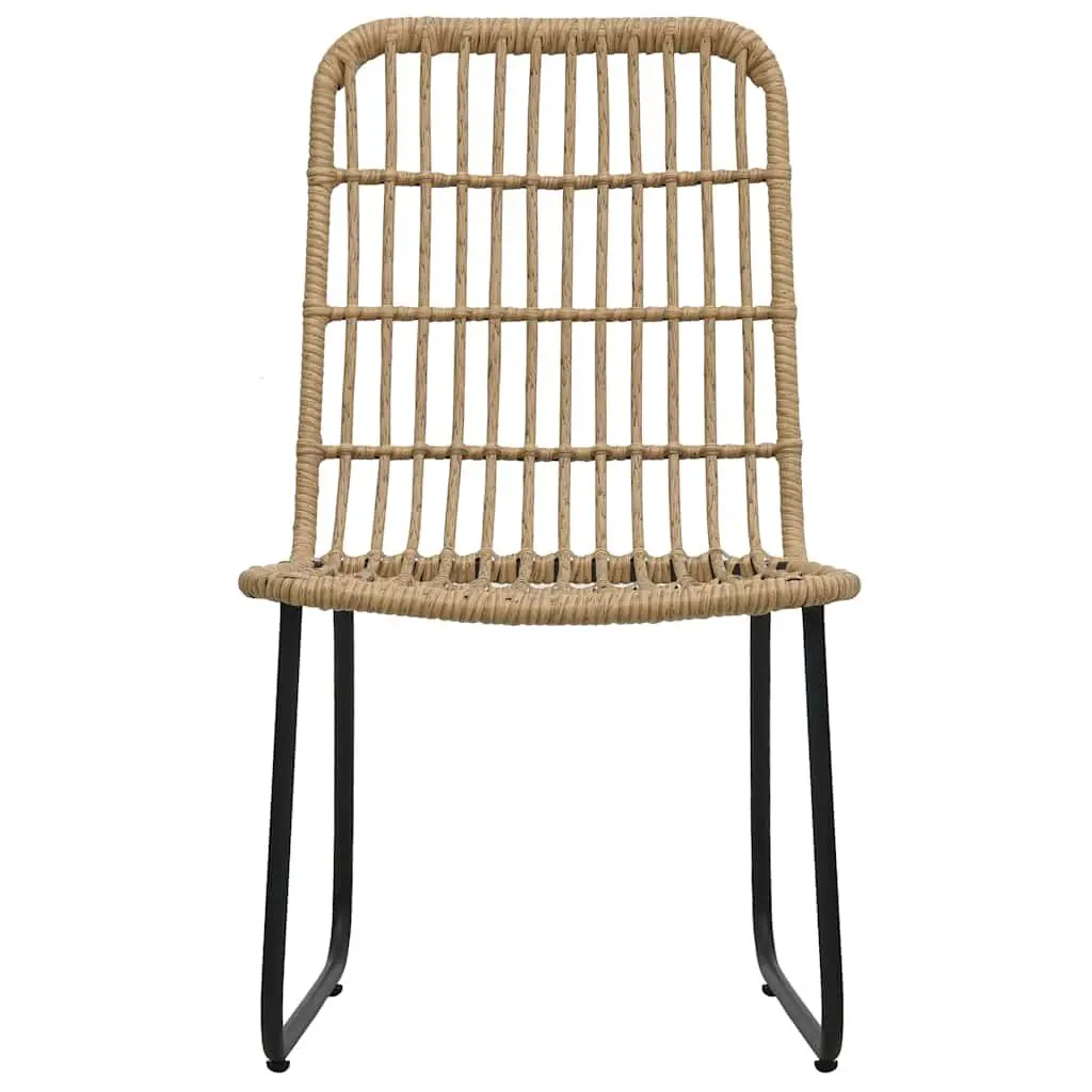 Outdoor Chairs Set 2 Pieces Steel Frame PE Rattan Brown Curved Backrest Garden Patio Seating